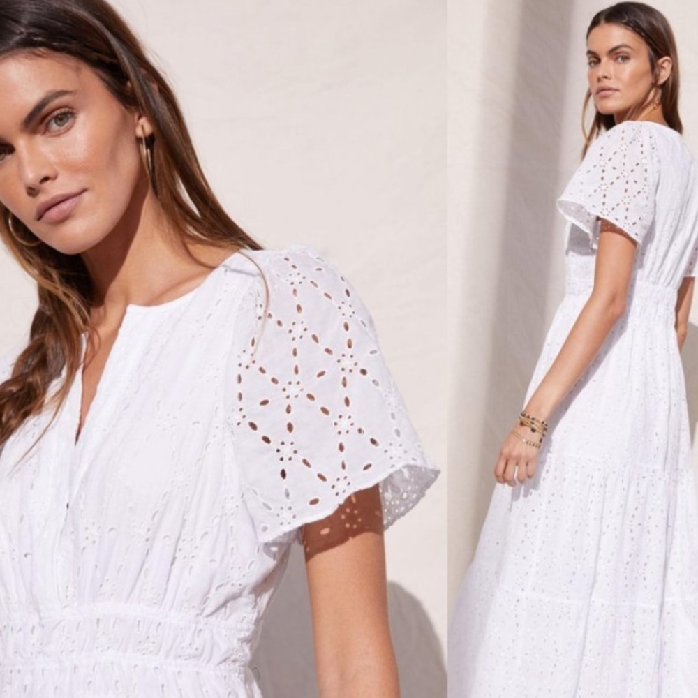 Maeve by Anthropologie Somerset White Eyelet Maxi Dress